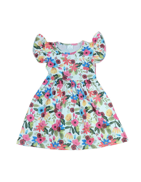 white-floral-long-flutter-milk-silk-dress Great Lakes kids - Sophia's Style-2