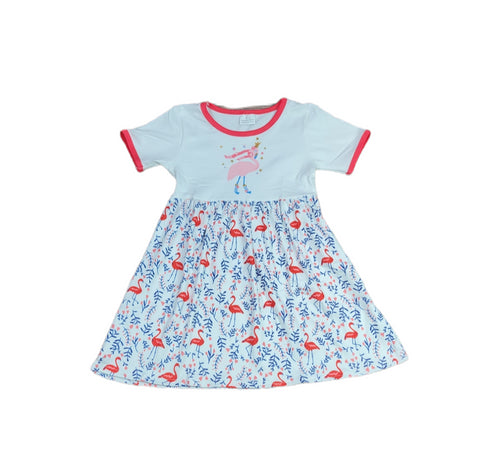 christmas-flamingo-short-sleeve-milk-silk-dress Great Lakes kids - Sophia's Style-2
