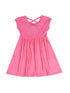 pink-solid-short-sleeve-cross-back-milk-silk-dress Great Lakes kids - Sophia's Style-2