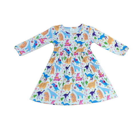 dino-hobbies-long-sleeve-milk-silk-dress Great Lakes kids - Sophia's Style-2