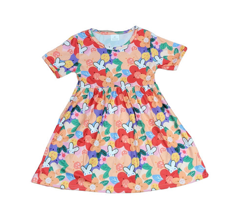 peach-peek-a-boo-short-sleeve-milk-silk-dress Great Lakes kids - Sophia's Style-2