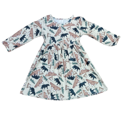 bear-mountain-long-sleeve-milk-silk-dress Great Lakes kids - Sophia's Style-2