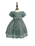 Baby Girls Sleeve Border Embroidery Elegant Tulle Flower Girl Dress 3-24M