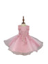 Pink Baby Girls Butterfly Pearl Sequin Tulle Flower Girl Dress, Sizes 3-18M