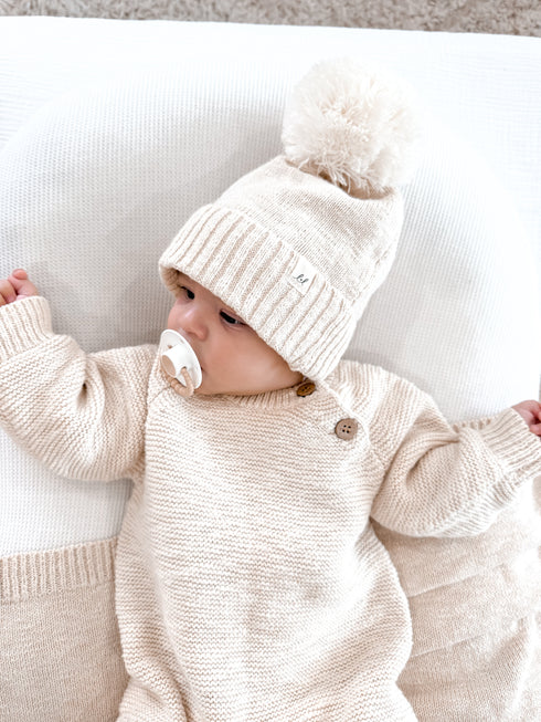 Chunky Purl Knit Romper - French Cream