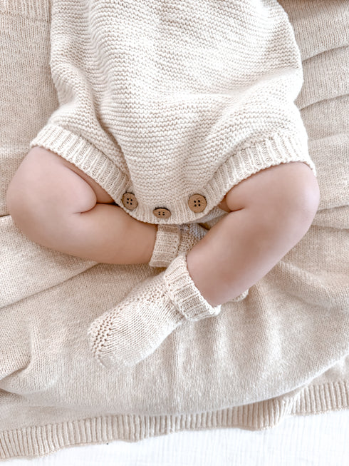 Chunky Purl Knit Romper - French Cream