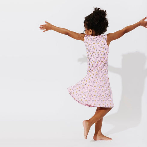 milk-cookies-pink-bamboo-girls-sleeveless-dress-bellabu-bear - Sophia's Style -5