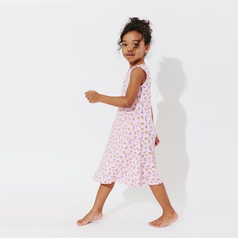 milk-cookies-pink-bamboo-girls-sleeveless-dress-bellabu-bear - Sophia's Style -8