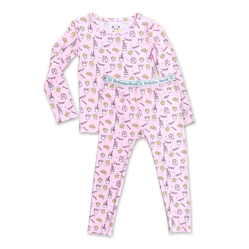 milk-cookies-pink-bamboo-kids-pajamas-bellabu-bear - Sophia's Style -2