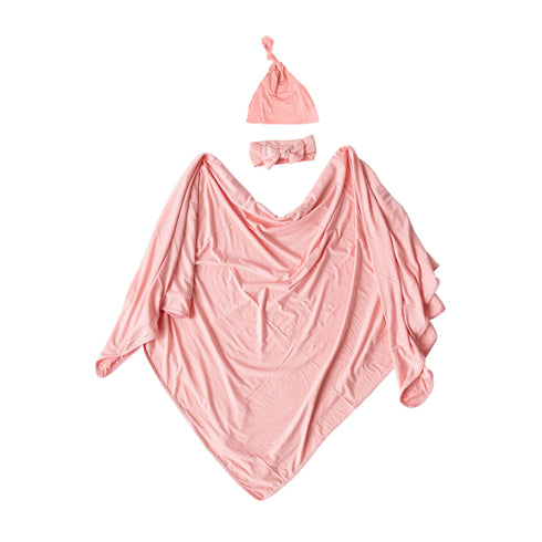 swaddle-blanket-hat-and-headband-set-pink-Sophia's Style-7
