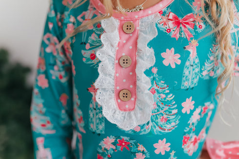 Pink Teal Nutcracker Lounge Gown