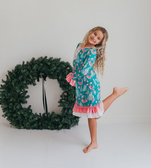 Pink Teal Nutcracker Lounge Gown