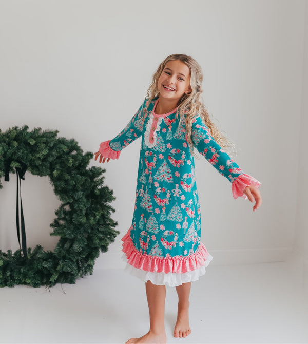 Pink Teal Nutcracker Lounge Gown