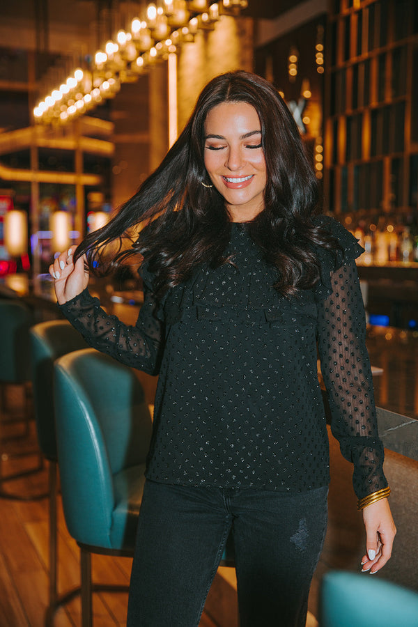 prairie-ruffle-long-sleeve-top-black-quartz Buddy Love - Sophia's Style-Prairie Ruffle Long Sleeve Top - Black Quartz-Black-XS-1