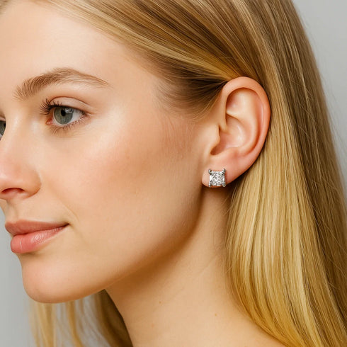 half-carat-princess-cut-cubic-zirconia-stud-earrings-Sophia's Style-2