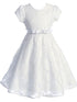 Just kids Girls Communion Dress with Floral Applique, Double Bow Waist Sash, and Satin Trim, Sizes 4-18 - SophiasStyle.com