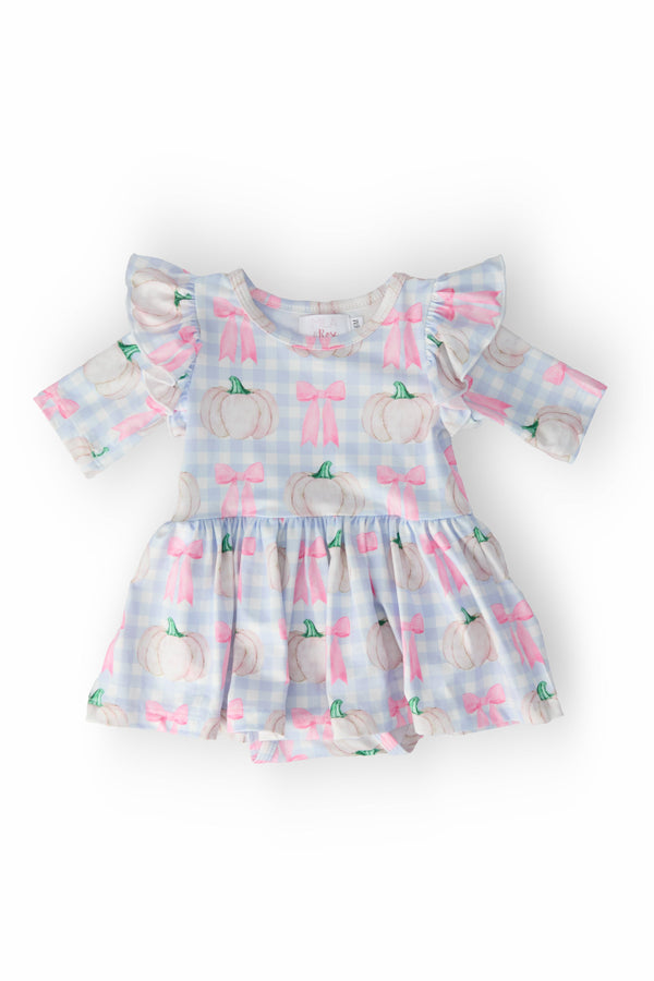 pumpkin-picnic-twirl-flutter-bodysuit Mila & Rose - Sophia's StyleTwirl Bodysuit - 3/4 Flutter-1