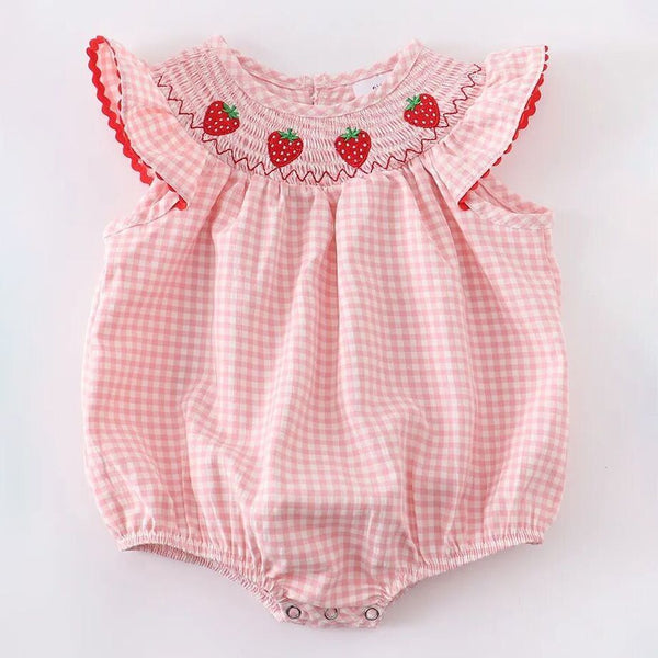 baby-girls-strawberry-plaid-smocked-romper Rylee-Faith-Designs-Sophia's StyleRomper-1
