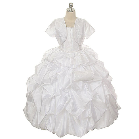 Rain Kids White Silk Taffeta Pick Up Special Occasion Dress Girl 2T-20 - SophiasStyle.com