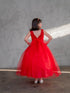 Girls Multi Color A-Line Flowered Waist Tulle Flower Girl Dress 2-16