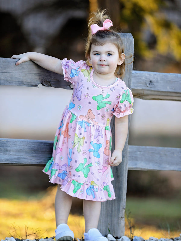 easter-colorful-bow-print-ruffles-girls-dress Rylee Faith Designs - Sophia's StyleDress-1