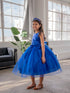 Girls A-Line Sequin Top Bow Waist V Back Tulle Flower Girl Dress 2-16
