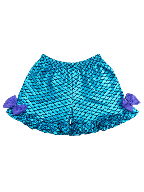 Girls Blue Mermaid Bow Dance Gymnastic Swimming Shorts 9M-8 - SophiasStyle.com