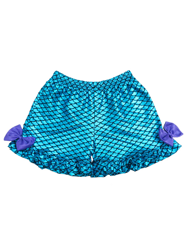 Girls Blue Mermaid Bow Dance Gymnastic Swimming Shorts 9M-8 - SophiasStyle.com