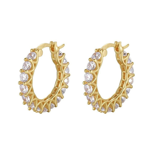radiant-glamour-huggie-hoop-earrings-embellished-with-sparkling-cubic-zirconia-Sophia's StyleEarrings-1