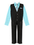 Boys Blue Shirt Necktie Striped Pants Vest Easter Suit 2-20 SophiasStyle.com