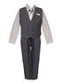 Boys Gray Shirt Necktie Striped Pants Vest Easter Suit 2-20 SophiasStyle.com