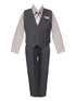 Rafael Baby Boys Gray Shirt Necktie Striped Pants Vest Suit 6-24M SophiasStyle.com