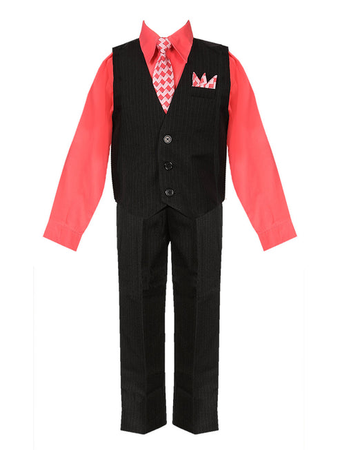 Rafael Baby Boys Melon Shirt Necktie Striped Pants Vest Suit 6-24M SophiasStyle.com