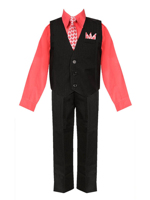 Boys Melon Shirt Necktie Striped Pants Vest Easter Suit 2-20 SophiasStyle.com