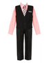 Boys Pink Shirt Necktie Striped Pants Vest Easter Suit 2-20 SophiasStyle.com
