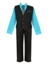 Rafael Baby Boys Turquoise Shirt Necktie Striped Pants Vest Suit 6-24M SophiasStyle.com