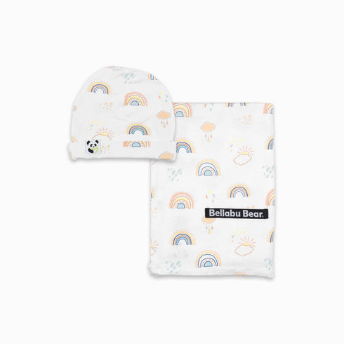 rainbows-bamboo-swaddle-beanie-set- - Sophia's Style -2