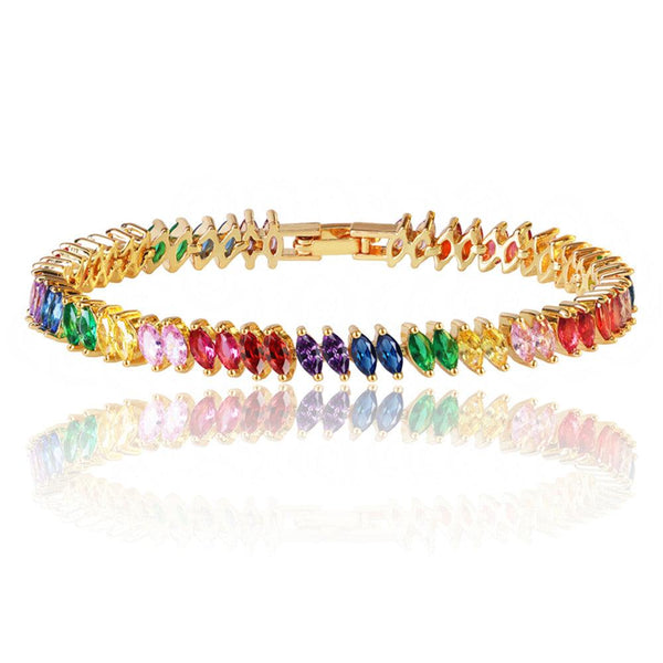 rainbow-cubic-zirconia-tennis-bracelet-with-rainbow-marquise-stones-Sophia's StyleBracelets-1