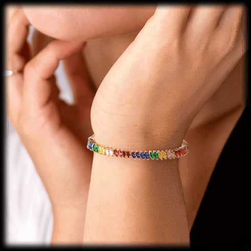 rainbow-cubic-zirconia-tennis-bracelet-with-rainbow-marquise-stones-Sophia's Style-2