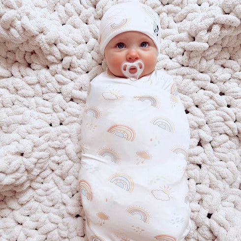 rainbows-bamboo-swaddle-beanie-set- - Sophia's Style -3