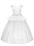 Rainkids Girls White Embroidered Cap Sleeve Tunic Sequins Communion Dress 7-16 - SophiasStyle.com