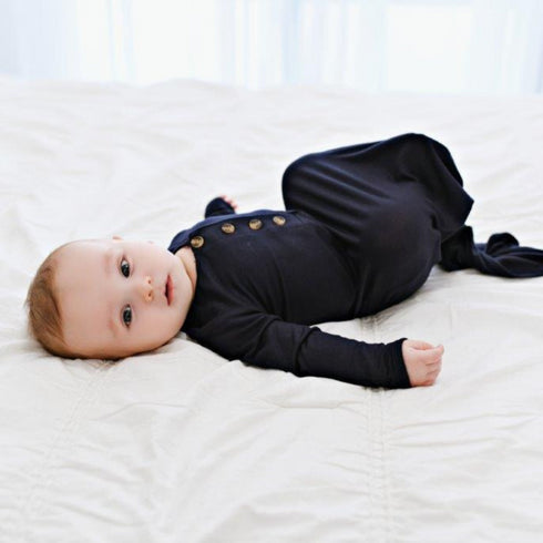 knotted-baby-gown-dark-navy Presley Couture at Sophia's Style-Baby Gowns-1