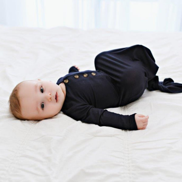 knotted-baby-gown-dark-navy Presley Couture at Sophia's Style-Baby Gowns-1