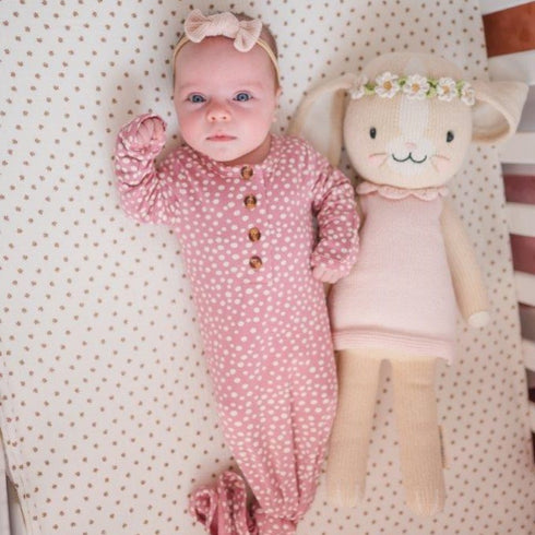 knotted-baby-gown-dotted-roseberry Presley Couture at Sophia's Style-Baby Gowns-1