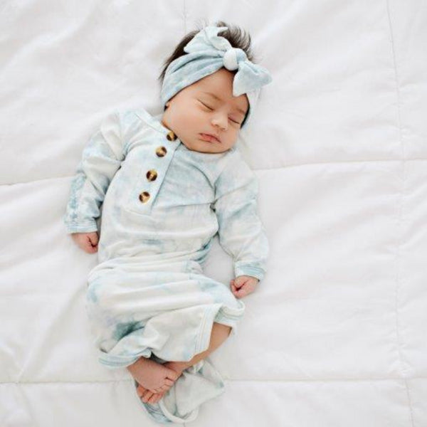 knotted-baby-gown-marbled-aquamarine Presley Couture at Sophia's Style-Baby Gowns-1