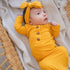 knotted-baby-gown-ribbed-mustard Presley Couture at Sophia's Style-Baby Gowns-1