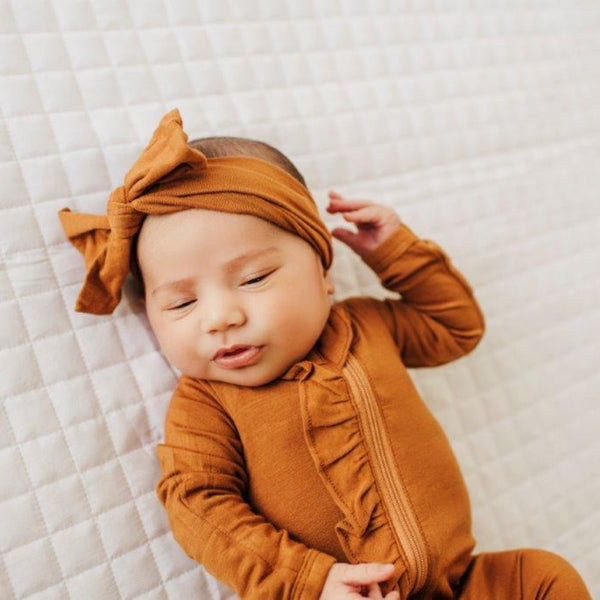 bow-headband-cognac Presley Couture at Sophia's Style-Headbands-1