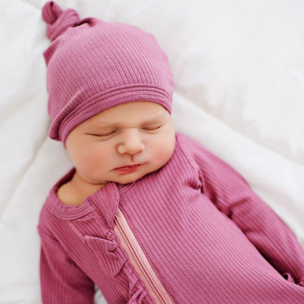 top-knot-hat-ribbed-mauve Presley Couture at Sophia's Style-Hats-1