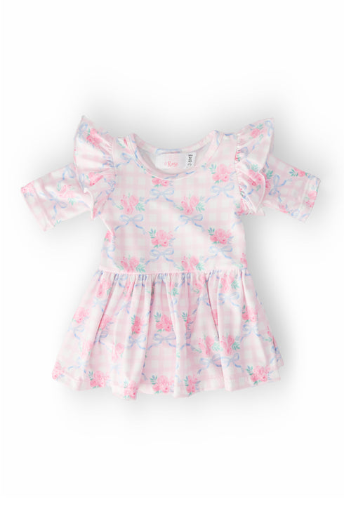 ribbons-roses-3-4-sleeve-flutter-twirl-bodysuit Mila & Rose - Sophia's StyleTwirl Bodysuit - 3/4 Flutter-1