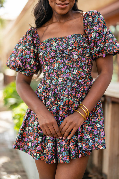 romeo-puff-sleeve-mini-dress-daydream Buddy Love - Sophia's Style-Romeo Puff Sleeve Mini Dress - Daydream-Daydream-XS-1